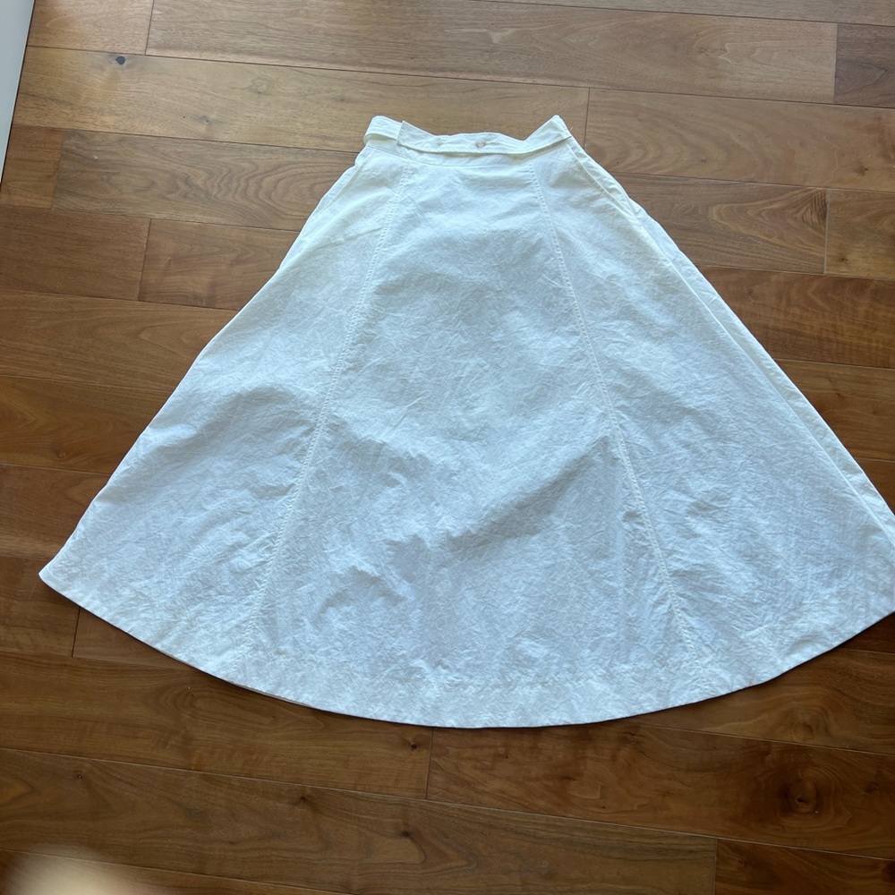 Flare Midi Skirt White